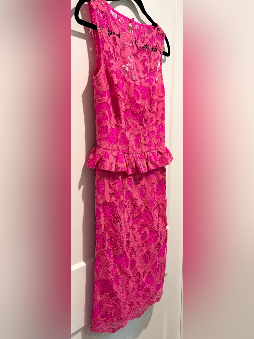 Lilly Pulitzer Pink Lace Peplum Sheath Dress Wedding Guest Size 0 - Picture 4 of 10